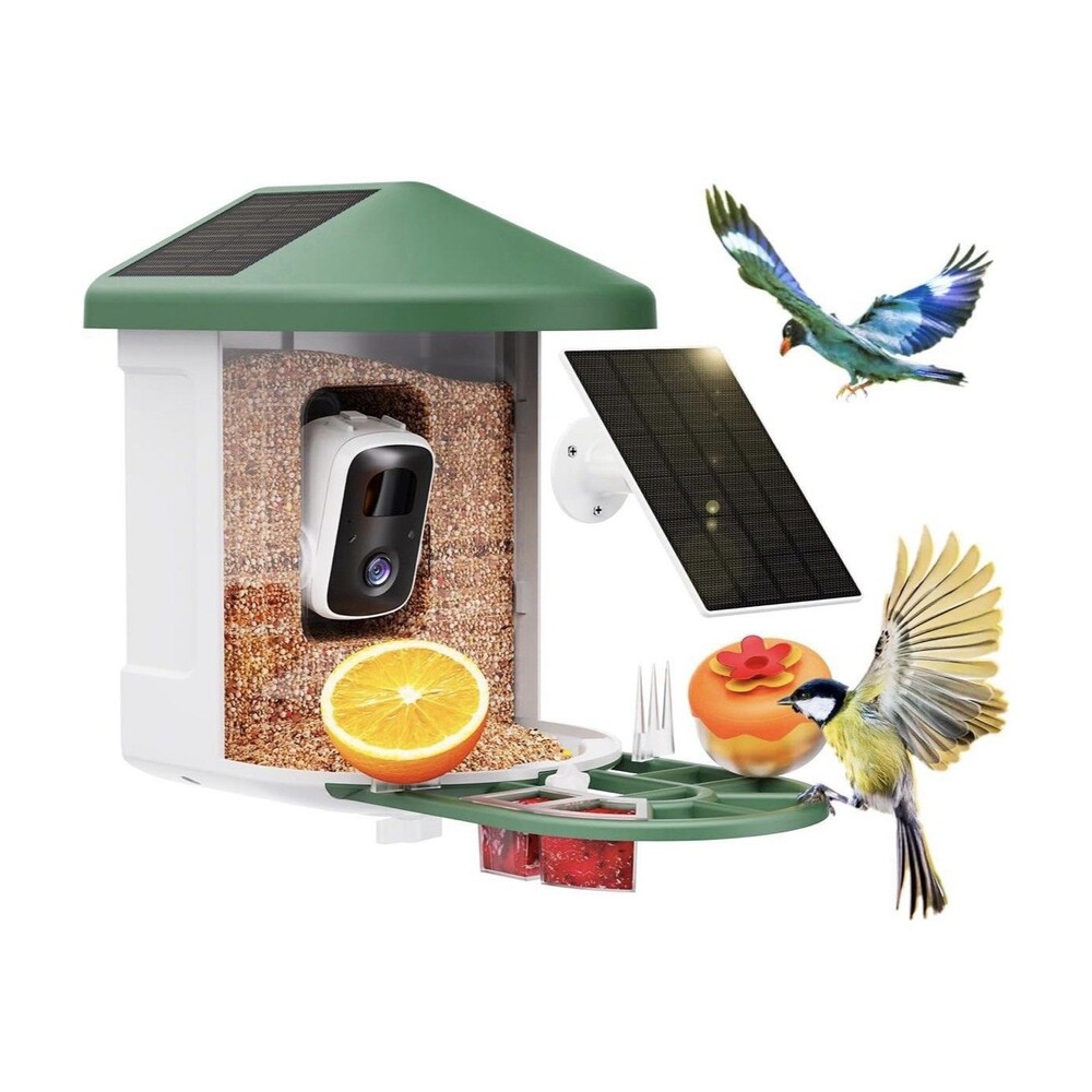 NEW HARYMOR Q8 Video Bird Feeder w Camera Solar Powered Smart AI Identify
